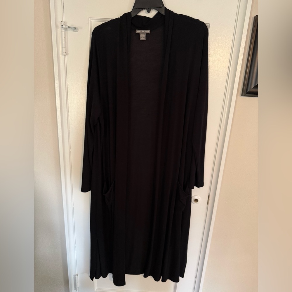 Kate & Mallory Classic Black Duster Length Cardigan Plus Size 3X